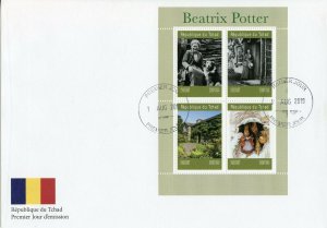 Chad 2019 FDC Beatrix Potter 4v MS Cover III Writers Dogs Rabbits Animals Stamps