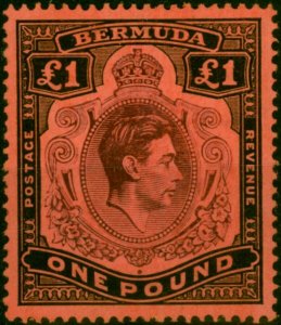 Bermuda 1943 £1 Pale Purple & Black-Pale Red SG121b V.F MNH
