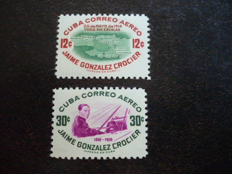 Stamps - Cuba - Scott# C117-C118 - Mint Hinged Set of 2 Air Mail Stamps