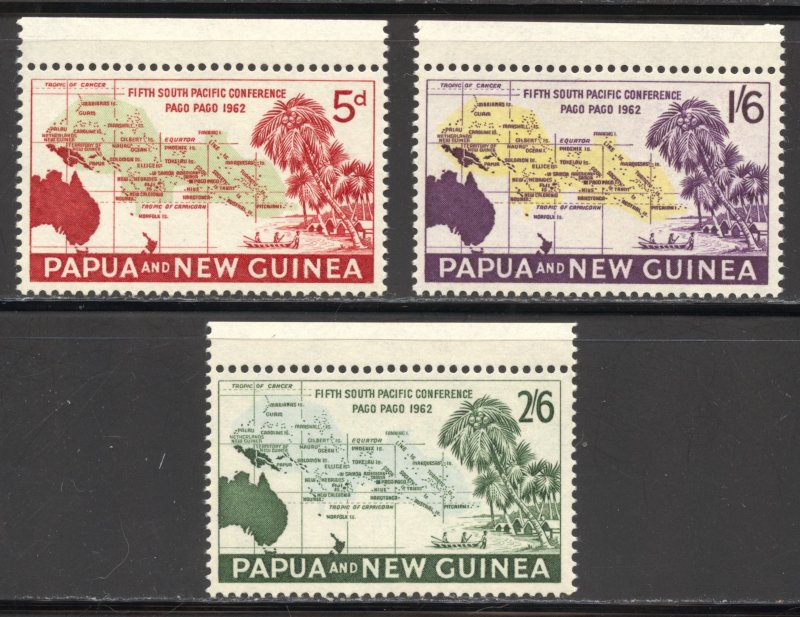 Papua New Guinea Scott 167-69 MNHOG - 1962 South Pacific Conference - SCV $7.25