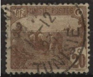 Tunisia 38 (used) 20c plowing, brn on pinkish paper (1906)