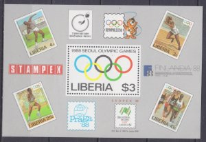 1988 Liberia 1410/B114 1988 Olympic Games in Seoul 10,00 €