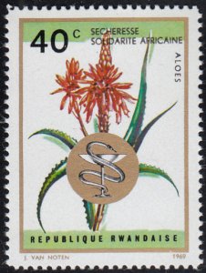 Rwanda 1973 MNH Sc 535 40c Aloe O/P Secheresse/ Solidarite Africaine