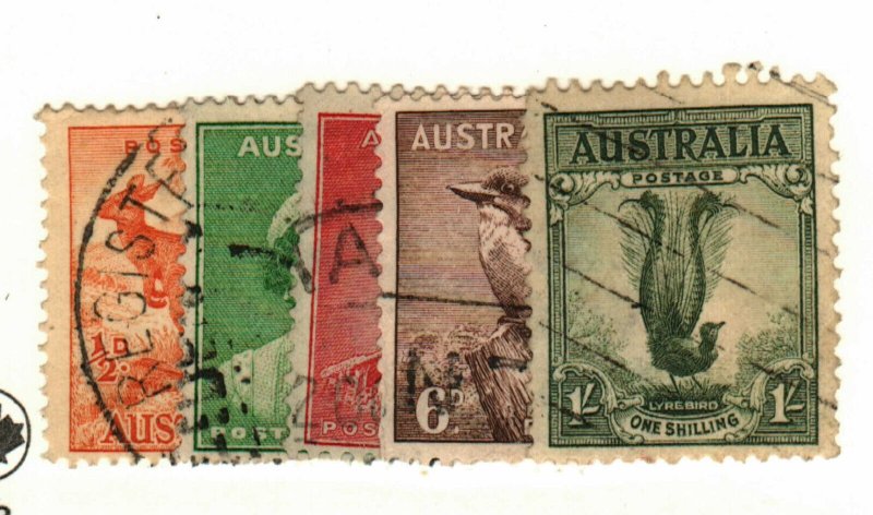 Australia #166-7, 169, 173, 175 used