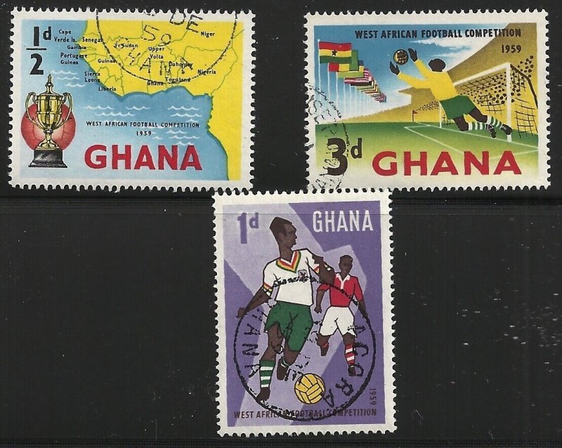 Ghana Scott #61-63, Singles 1959 FVF Used