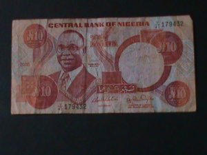 NIGERIA-1984-CENTRAL BANK -$10 NAIRAS-CIRCULATED-VF-40-YEARS OLD-WATER MARK