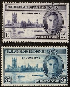 Falkland Islands 1L9-1L10 - Mint-H - Peace Issues (1946) (cv $1.70)