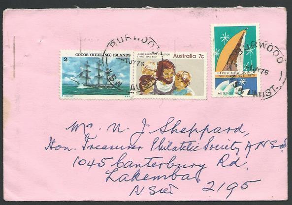 COCOS AUSTRALIA 1976 mixed franing cover used in Australia.................11648