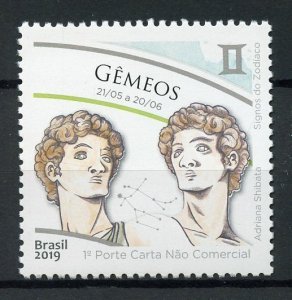 Brazil 2019 MNH Zodiac Signs Gemini 1v Set Astrology Astrological Stamps