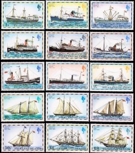 EDSROOM-22083 Falkland Islands 260-274 MNH 1978 Complete Ships CV$18.55