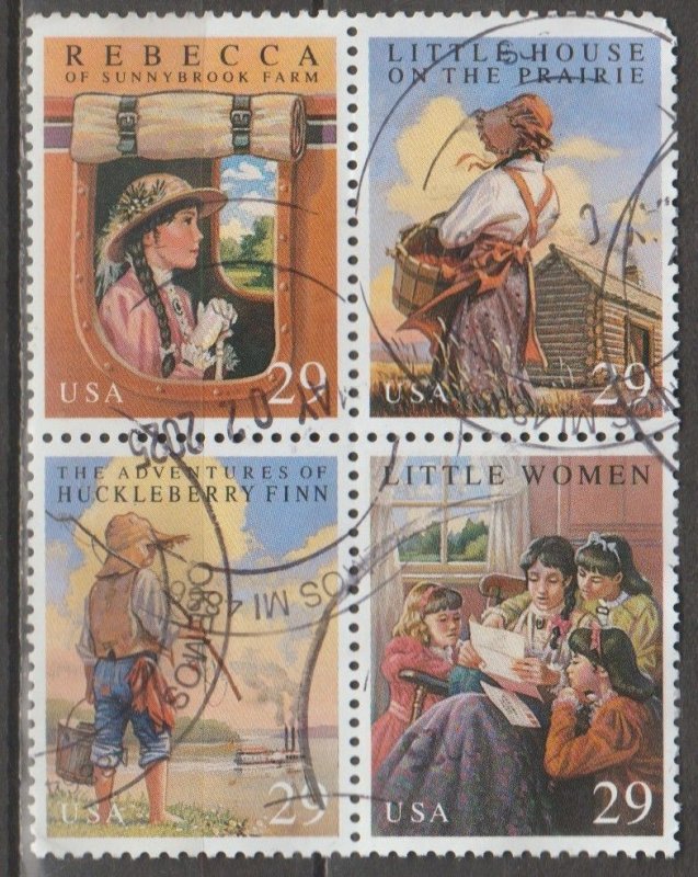 2785-88,  Childrens Classics USED Block of 4, .29 cent(A)