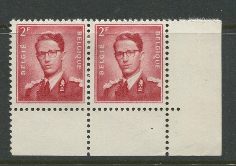 STAMP STATION PERTH Belgium #452 Kink Baudouin Corner Pair 1953 MLH CV$17.00