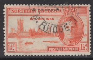 NORTHERN RHODESIA SG46a 1946 1½d RED-ORANGE p13½ FINE USED