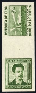 Cuba #348-349P, 1937 Dominican Republic and Ecuador, 5c imperf. plate proofs ...