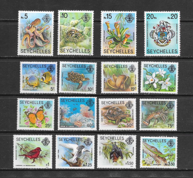 MARINE LIFE - SEYCHELLES #388/403 (no #398a)  MNH