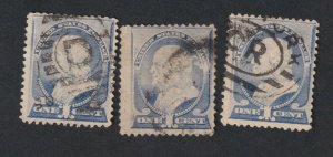 3- Us Stamps Scott #212 – 1887 1c Franklin, ultramarine 