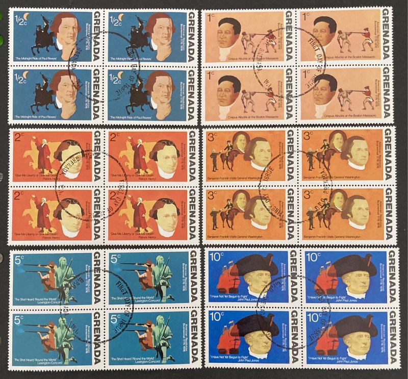 Grenada 1975 #628-32,c29-32, Wholesale/Block of 4, Used/CTO(see note), CV $10.