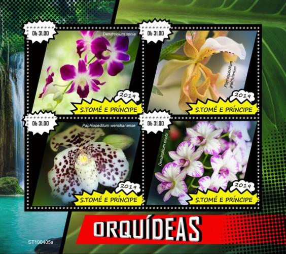 SAO TOME - 2019 - Orchids - Perf 4v Sheet - MNH