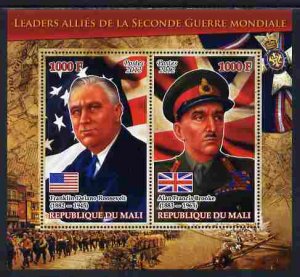 MALI - 2012-WWII Leaders, Roosevelt & Brooke - Perf 2v Sheet-MNH-Private Issue