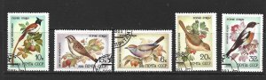 RUSSIA - 1981 SONGBIRDS - SCOTT 4972 TO 4976 - USED