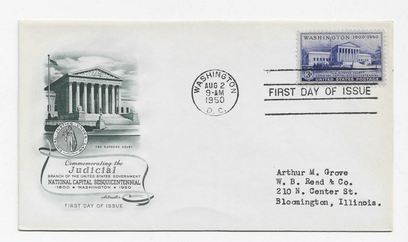 US 991 (Me-5) 3c Supreme Court single on FDC Artmaster Cachet ECV $10.00