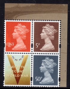 GB 2020 QE2 End WW2 Machins & Label 5p 50p £1.63 M20L Umm MPIL Ex DY 34( D933 )