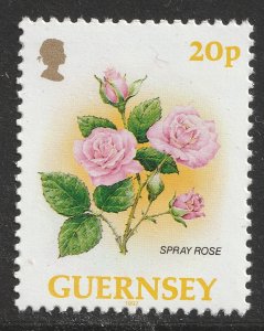 Guernsey Flowers Single Spray Rose 20p single MNH 1992