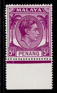 MALAYSIA - Penang GVI SG7, 5c bright purple, NH MINT.