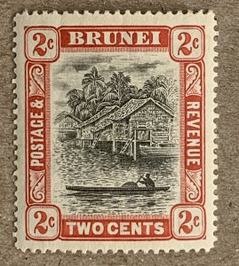 Brunei 1907 2c grey-black and scarlet. Scott 15, CV $3.25. SG 24