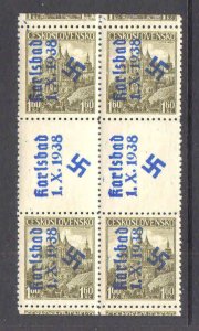 CZECHOSLOVAKIA 240 BLOCK 6 KARLSBAD LOCAL SIDEWAYS OVERPRINT OG NH U/M VF