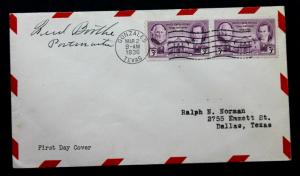 US #776 FDC ERROR/ EFO 1936 TX on Error Air Mail Cover (Missing Blue)