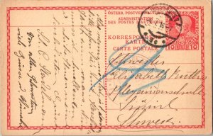 Austria 10h Emperor Franz Josef Postal Card 1916 Innsbruck 2 to Switzerland. ...