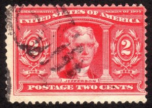 1904, US 2c, Thomas Jefferson, Used, Sc 324