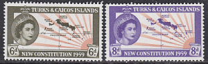 Turks and Caicos #136-37 F-VF Mint Hinged * New Constitution