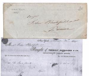 USA New York Pre-Stamp Cover FRENCH GOODS Invoice {samwells-covers} 1845 GL167