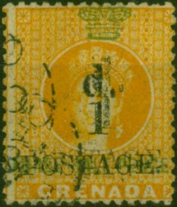 Grenada 1886 1d on 1 1/2d Orange SG37b 'Surcharge Double' Fine Used B.P.A Cer...