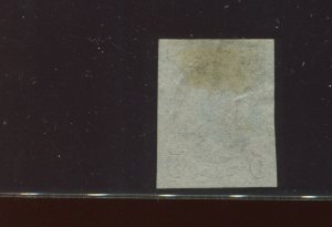 1  Franklin Imperf Used Stamp with Nice Blue Numeral '5' Cancel (1-A18)