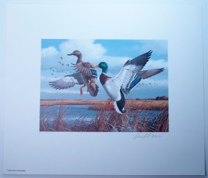 New Jersey 1985 Duck Hunting Permit $2.50 $5 Stamps Signed Artwork Folder Limitd