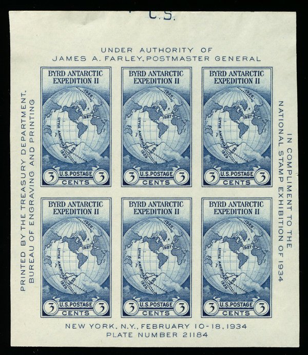 US #768 SUPERB JUMBO mint never hinged, UPPER TOP C.S. imprint, rare to see...