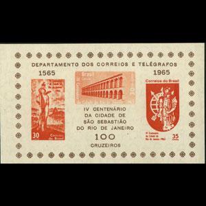 BRAZIL 1965 - Scott# 995a S/S Rio 4th.Cent. NH no gum