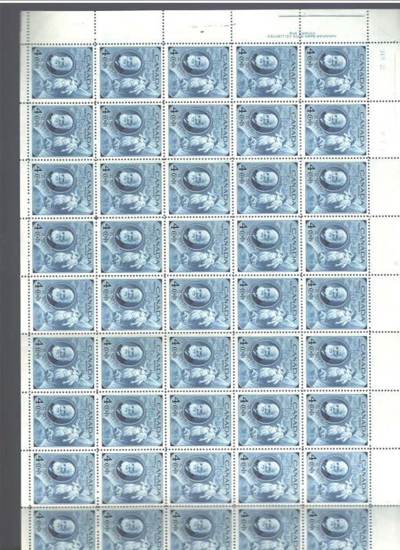 CANADA 1947 ALEX. G. BELL FULL SHEET (2 Vert.FOLDS) #274 MNH