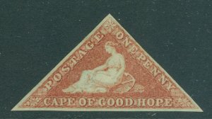 SG 3 Cape of good hope 1853. 1d brick-red. Fine mounted mint. Full margins...