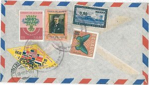 24120 - ECUADOR - POSTAL HISTORY - AIRMAIL COVER - BUTTERFLIES Flags