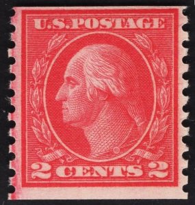 US #455 2c Carmine Washington Coil Type III MINT HINGED SCV $8