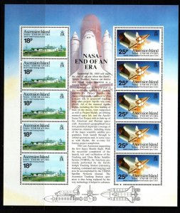 ASCENSION SG504a 1989 DEVILS ASHPIT  TRACKING STATION SHEETLET MNH