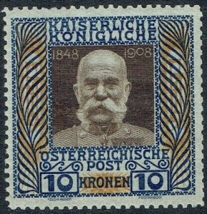 AUSTRIA 1908 60th Anniv. of Emperor's Accession 10k - 34175