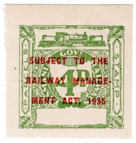 (I.B) Australia - Tasmania Railways : Parcels Stamp 4d 