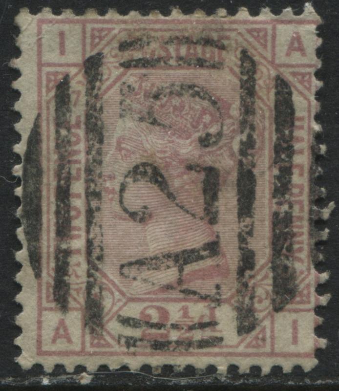 GB Used Abroad Malta A25 on scarce 1876 2 1/2d Plate 17 lettered AI