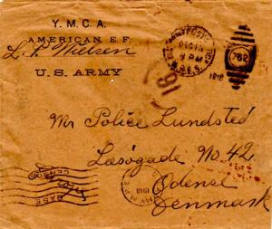 United States A.E.F. World War I Soldier's Free Mail 1918 U.S. Army Post Offi...
