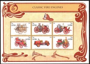 Gambia 1996 Classic Fire Engines Mi. 2352/7 Sheet MNH